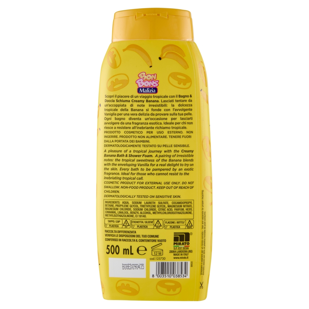 Malizia Bon Bons Creamy banana Bagno e Doccia Schiuma 500 mL